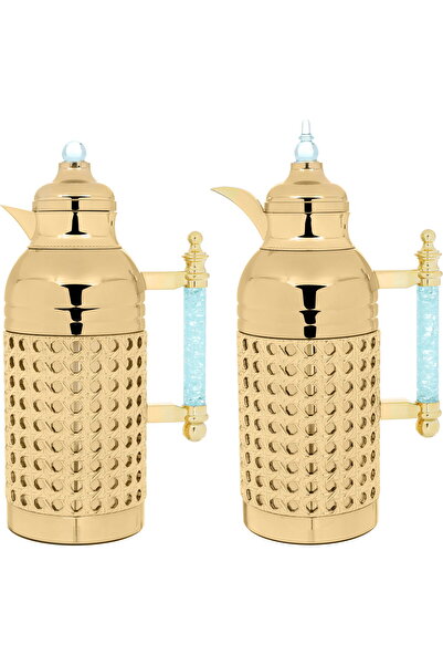 Timeless طقم ترمس السيف جاليري سارة سعة 1 لتر، مقبض كريستال، زجاج داخلي، فولا...