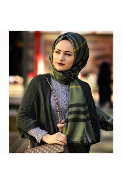 PİRAMİT Plaid Scarf Khaki Green