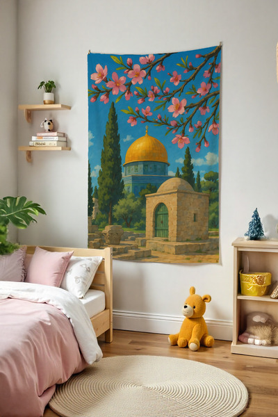 Tepeli Home İslami Duvar Örtüsü Temalı Kaliteli Kumaş Oda Dekoru Duvar Halısı...