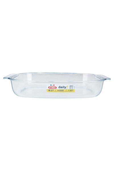 Pyrex glass oven tray, 38 x 25 cm, 3.7 litres, French - transparent