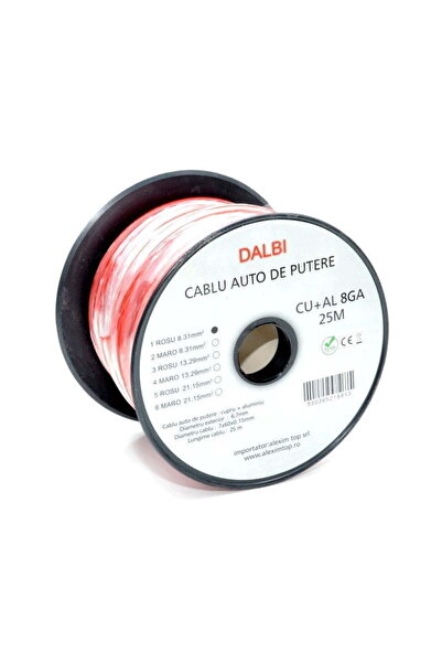 ElectroAZ Cablu de alimentare auto roșu CU+AL 8GA 6.7mm 25m/rolă