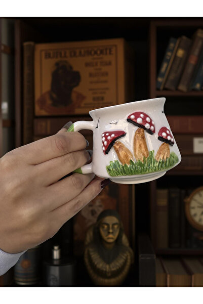 İlbay Çini Takı Embossed Mushroom Pattern Mug