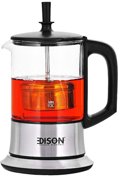 Edison Kettle And Tea Maker, Steel, Glass, 0.5 L, 1100 Watt - Black