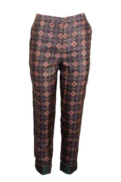 SELECTED Faithe Portugal Tile Prints Pants - L, Black, 55% viscose, 30% polyester, 15% nylon