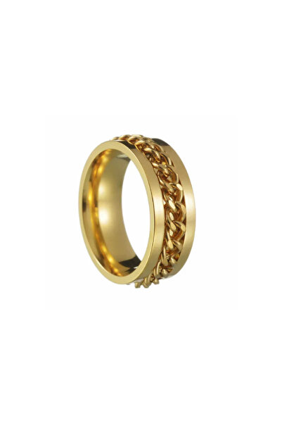 Kracer 18K gold-plated ring with steel chain