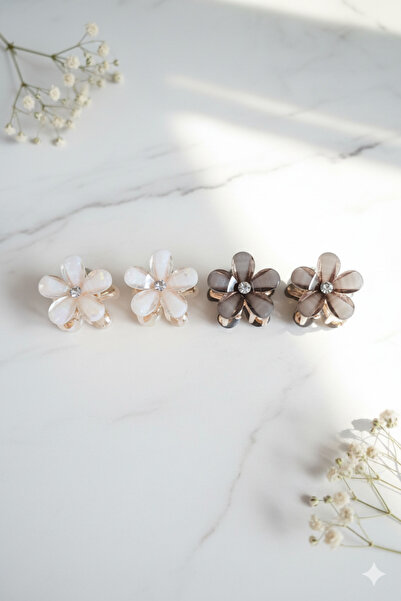 Seç All Çiçek Şeklinde Metal Toka, Metal Klipsli Renkli Çiçek Toka (4 Adet)