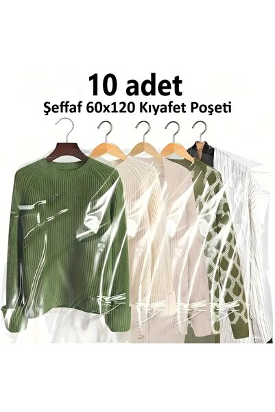 JokeyAmbalaj Gardırop İçi Askılık Yuvalı 60x120cm Kuru Temizleme - Dolap Içi Şeffaf Saklama Naylonu (10ADET)