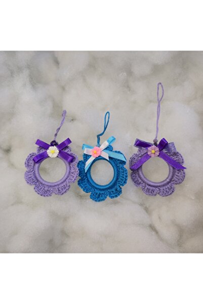 Handmade Hand crocheted Christmas ornaments – set of 3 colorful decorations, 7 cm