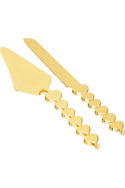 Dania طقم ملاعق تقديم الكيك الفولاذية، قطعتين - ذهبي