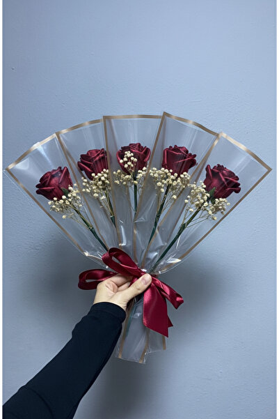 Buketim Seninle 5 Adet Tekli Bordo Solmayan Gül, Hediyelik