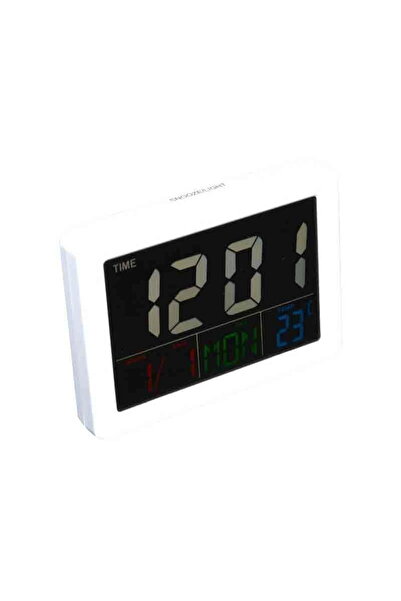 ElectroAZ White LCD Electronic Clock, Alarm and Date