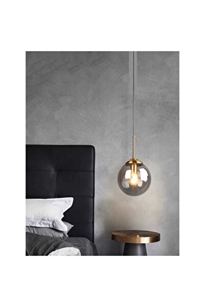 luminastar Pendant lamp, 1 smoked glass globe, gold body, E27 socket, adjustable height