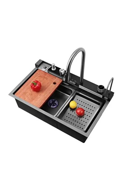 stuffix Chiuvetă de bucătărie din oțel inoxidabil cu LED, robinet cu apă filt...