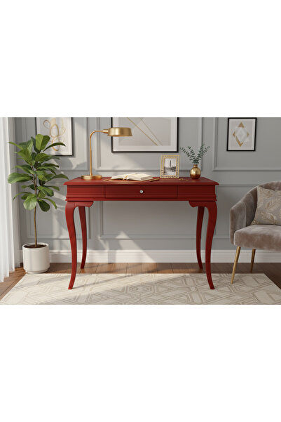 Wooding Mobilya 100 Cm Masif Rustik Bordo Çalışma Masası