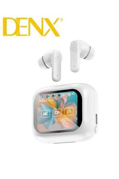 Denx Smart Bluetooth Earphone with Touch Screen ANC/ENC, 320mAh, LCD Display - White