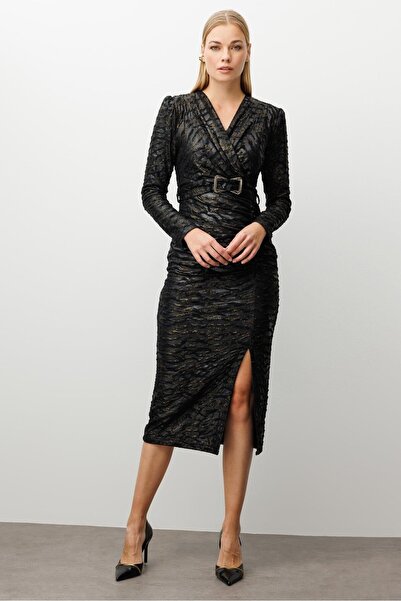 Moda İlgi Örme Elbise 60030 Siyah