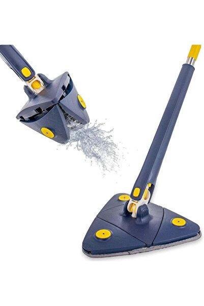 Denx Triangular 360° Spin Mop with Stainless Handle, Microfiber Pads, Wet & Dry Use (DX2037)