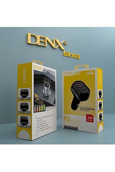 Denx Car Charger 2 Ports USB Qualcomm 3 + USB-C PD 38W Fast Charging