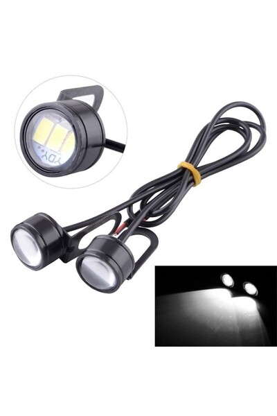 ElectroAZ Set of 2x LED Auto/Moto with metal support and wire, Diameter 23mm, 9W, White