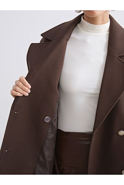 LC Waikiki Lcw Vision Double-Breasted Collared Women's Cashmere Poncho