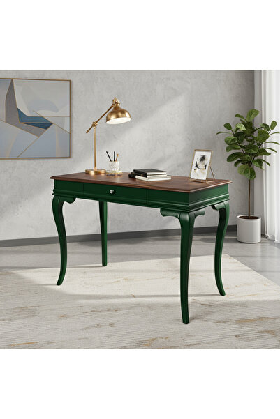 Wooding Mobilya 110 Cm Masif Rustik Yeşil Ceviz Çalışma Masası