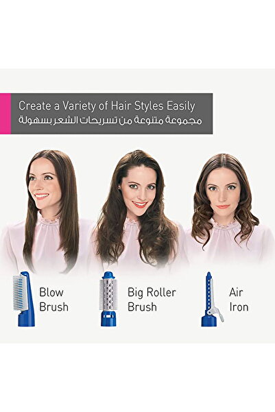 PANASONIC Hair Styler, 650W, 5 Attachments - White and Blue