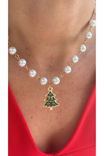 By Song Aksesuar Pearl, Christmas Tree, New Year, Christmas Necklace