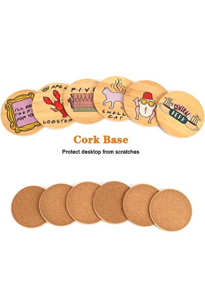 Generic Friends 6-Piece Bamboo Coaster Set with Holder - TV Show Inspired