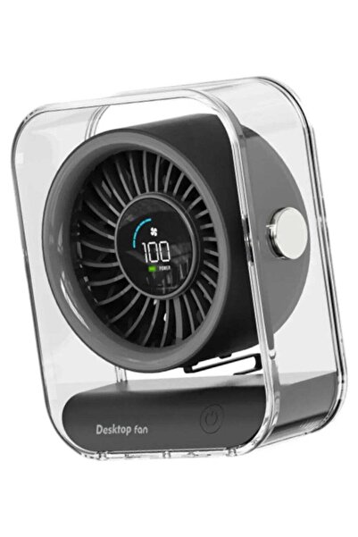 Denx Desk Fan - Portable Rechargeable Quiet Digital Display Air Circulator, 100-Speed Turbo Desktop
