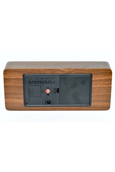 ElectroAZ Large Digital Clock, Brown Wood, Green LED