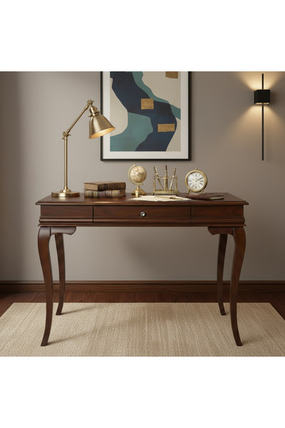 Wooding Mobilya 100 Cm Masif Rustik Koyu Ceviz Çalışma Masası