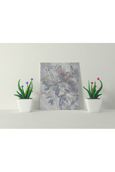 GGMag Tablouri Canvas print "Abstract vector flower" in silver tones