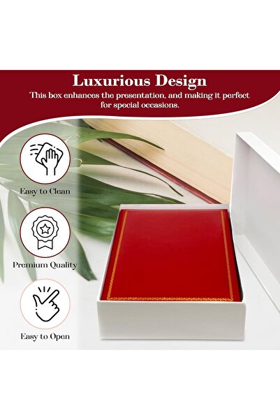 Generic Nofel Box Carter Necklace Jewelry Box - Red Faux Leather with Gold Trim (includes NB Gift Bag)