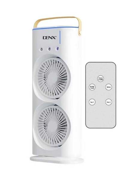 Denx Portable Double-Ended Spray Fan with Remote Control (USB-C, Mist Cooling, 90° Rotation)