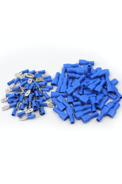 ElectroAZ Insulated Terminal Car Terminals - Blue / 6.3mm Male + Female 200Pcs/Set
