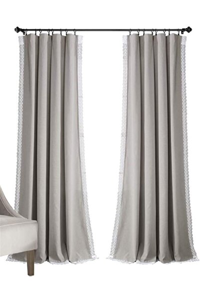 Lush Decor Rosalie Window Curtains by (2-Pack), Lined, Solid Light Gray