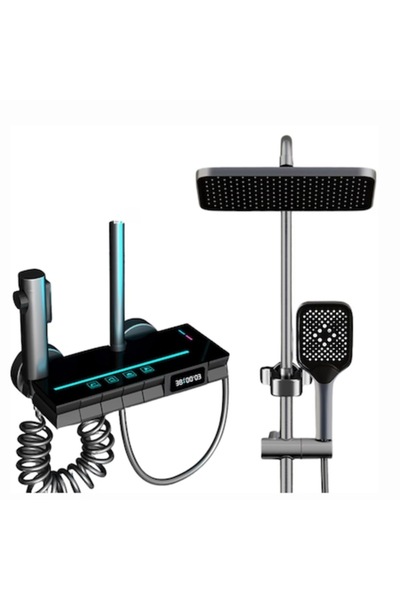 stuffix Smart shower column with LED display, thermostatic control, adjustabl...