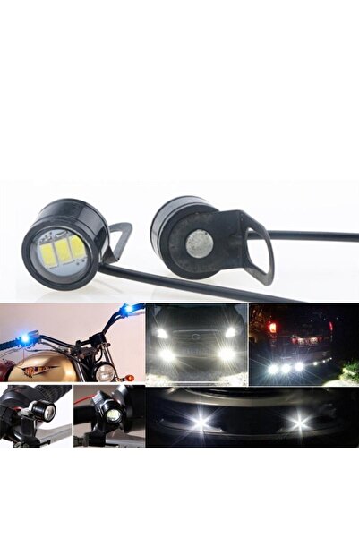 ElectroAZ Set of 2x LED Auto/Moto with metal support and wire, Diameter 23mm, 9W, White