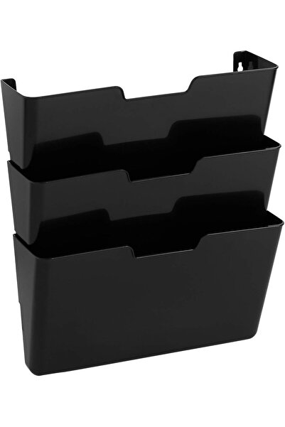 Amazon basics منظم ملفات جداري معلق، عبوة من 3 قطع، 33 × 38 سم، أسود