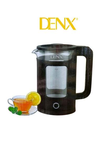 Denx DX3801 Electric Kettle, 1.8 L Glass, Blue LED, 1500W, Auto Shut-Off, Boil-Dry Protection, BPA F