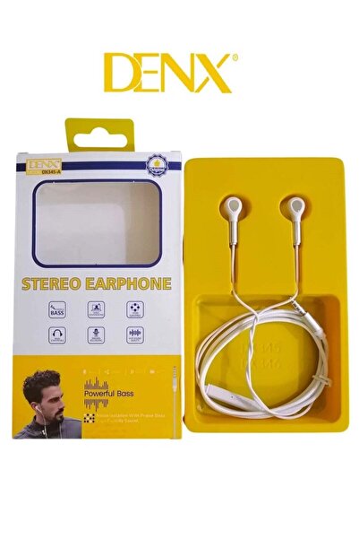 Denx Wired In-Ear Aux Headphone With Mic White DX345-A