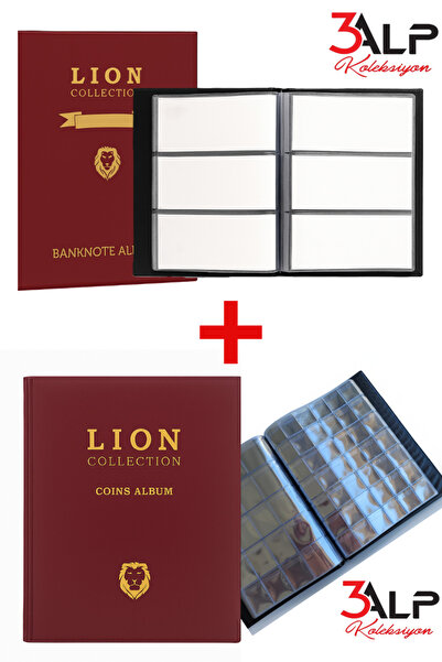 3Alp Koleksiyon Lion Büyük Albüm Set-120 li Kağıt Para ve 372 li Madeni Açık ...