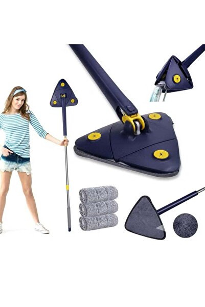 Denx Triple Cleaning Mop 360 Degree Rotating Mop & Bucket Set with 2 Microfiber Pads, Extendable Han
