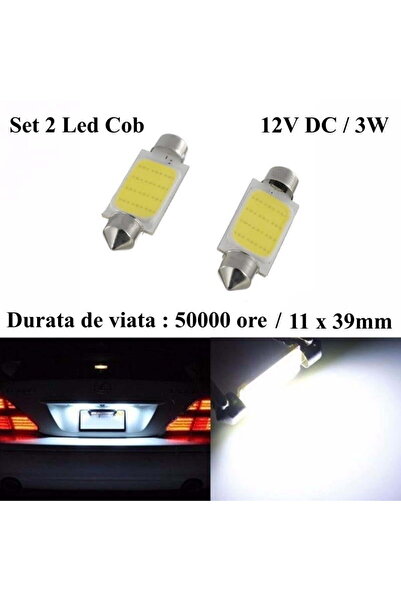 ElectroAZ LED Car COB, Festoon Socket 39mm, White Light, Set of 2