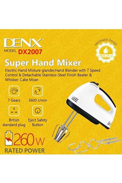 Denx Hand Blender 7 Speeds 260W Ergonomic Handle White
