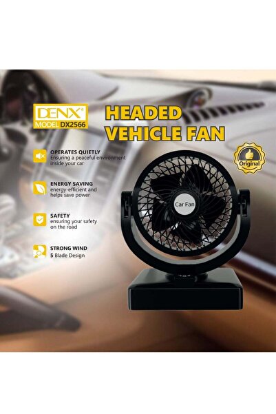 Genierc مروحة سيارة برأس هواء قوي، 5 شفرات، دوران هواء، موفرة للطاقة، مروحة ي...