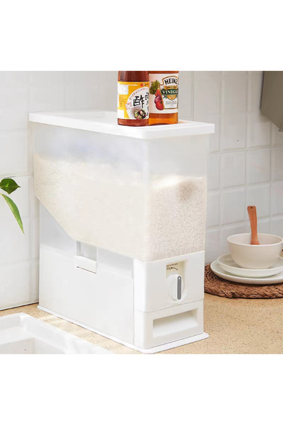 Living Food Storage Container with 15 kg Capacity, Rotary Handle and Drawer for Easy Measuring