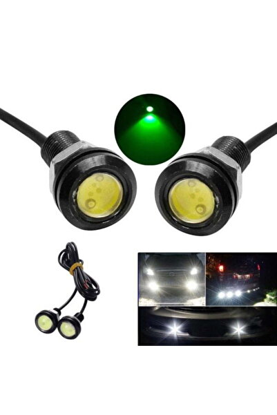 ElectroAZ Set of 2 LED Car Lights with Wire, Diameter 18mm, 12V, Power 9W, Green