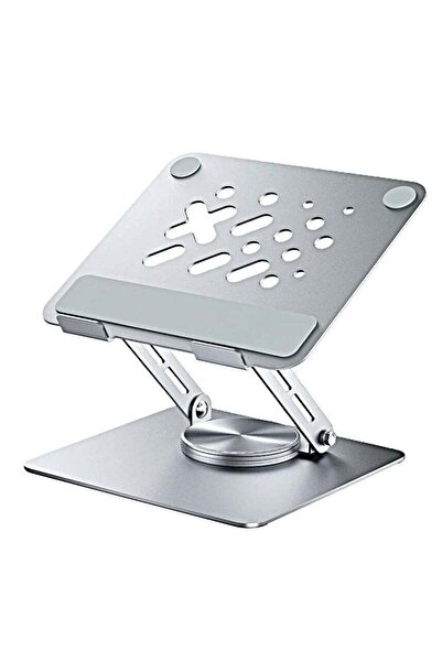 Denx حامل كمبيوتر لوحي مريح بعمود دوار مزدوج قابل للطي بالكامل - قاعدة دوارة 360 درجة