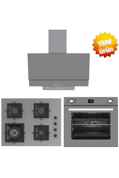 Ferre ve AFM tech Markalı / Griezmo Antrasit Ankastre Set (SC408-WFA 1'WOK + FM3407 + FM7710)